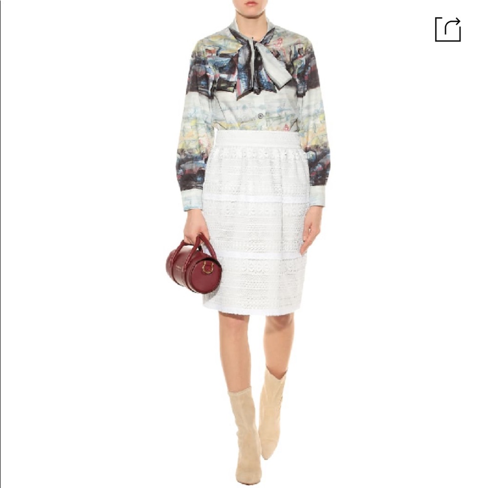 BURBERRY Carwinley Lace Skirt In White-NWT-US:6